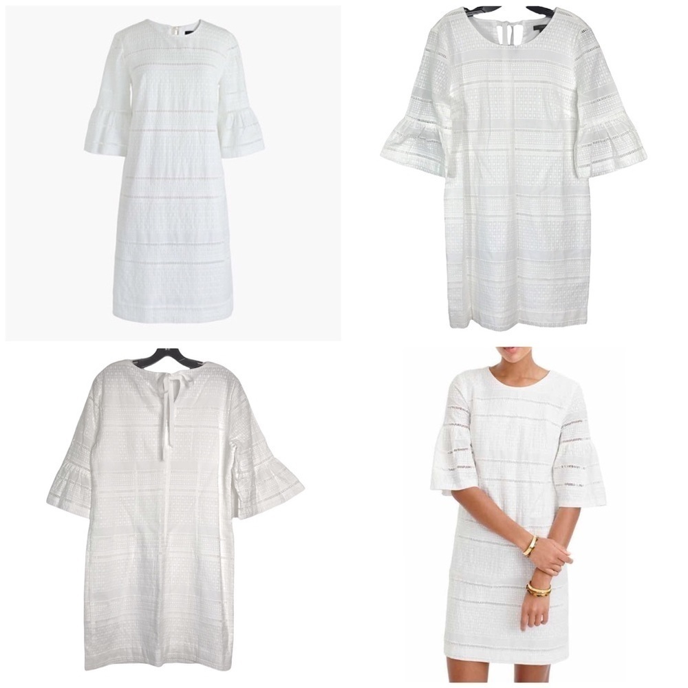 J Crew Flutter Sleeve Shift Dress In Eyelet 100% Cotton SIZE 8